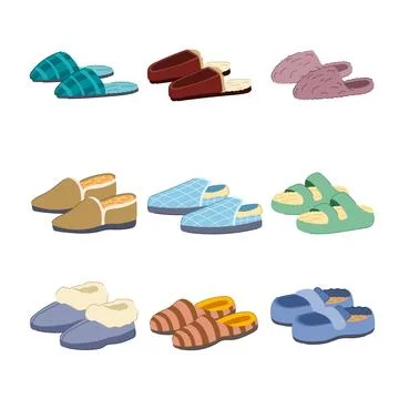 Man slippers set cartoon vector illustration 스톡 일러스트