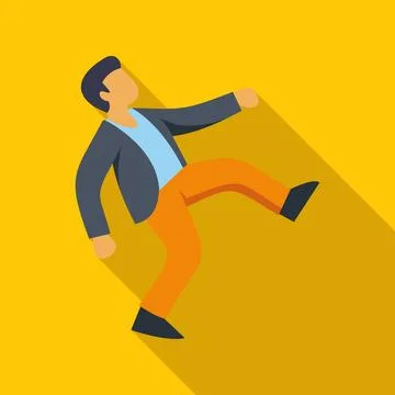 Man slipping and falling, experiencing an accident or injury Stock Illustration