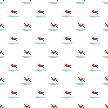 Man slipping on ice falling danger pattern background イラスト素材