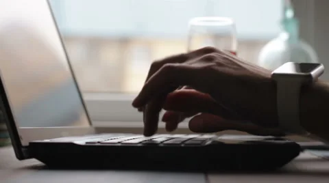 The man in slow-MO of the laptop Stock Footage 68908861