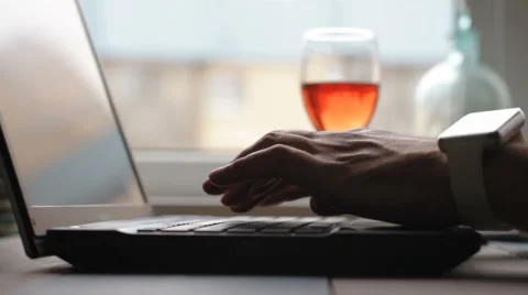 The man in slow-MO of the laptop Stock Footage 68909037