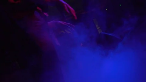Man slowly dance on indie band concert Stock Footage