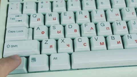 The man slowly pushes hot keys on a computer keyboard Stock Footage 70171032