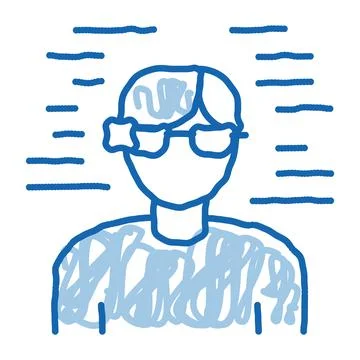 Man Smart Glasses doodle icon hand drawn illustration Stock Illustration