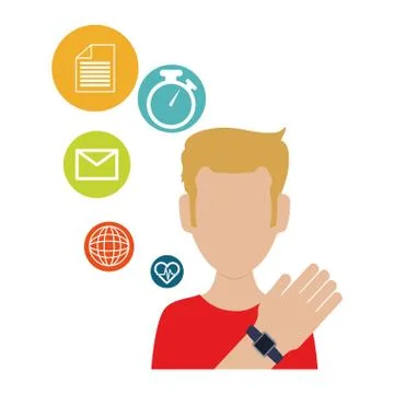 Man with smart watch technology Stockillustratie