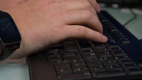 Man with smart watch typing close Stock Footage 76586351