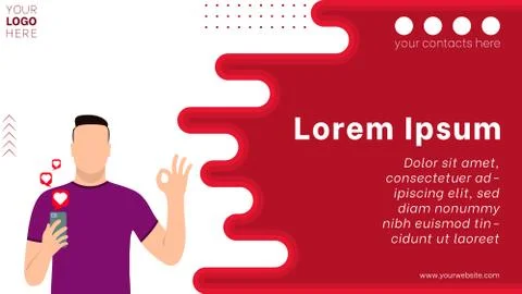 Man with smartphone banner template Stock Illustration