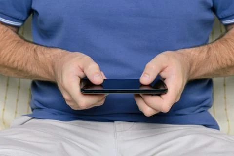Man with a Smartphone, Close Up Stockfoto's