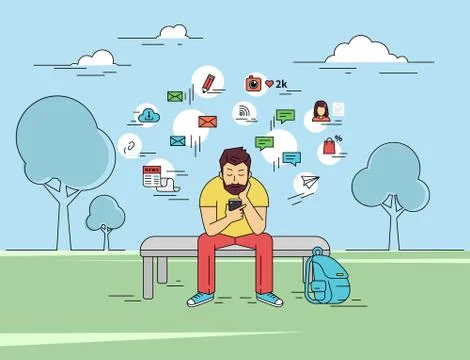 Man with smartphone Stock Illustration