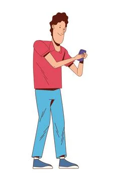 Man with smartphone Stock Illustration