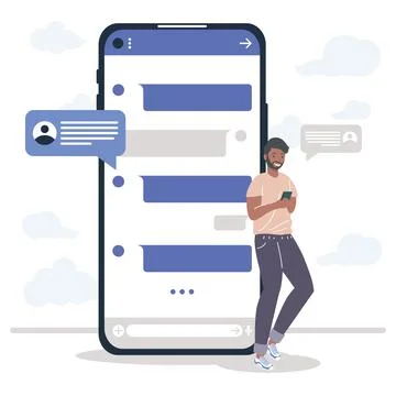 Man with smartphone messaging Stock Illustration