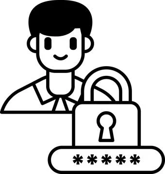A man is smiling and holding a key to a lock Stock Illustration