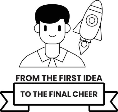 A man is smiling and is holding a rocket Stock Illustration
