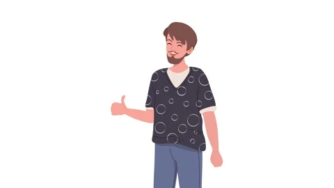 Man smiling in cartoon style. Motion graphics 스톡 동영상 139913833