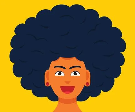 Man Smiling Face with Big Afro Hair Style Stock Illustration