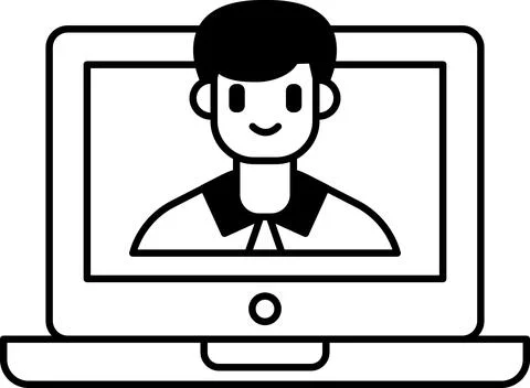 A man is smiling on a laptop screen 스톡 일러스트