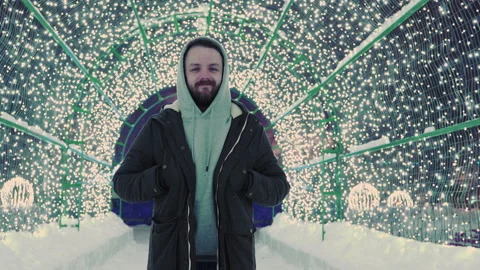 Man is smiling in the lights Stock-Footage 147258920