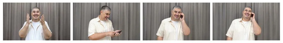 Man Smiling While Talking on Phone Stock Photos