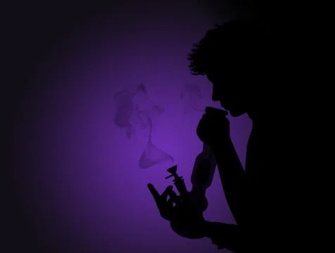 Man smoke bong Stock Illustration