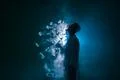 The man smoke an electronic cigarette with a ring against the background of.. Photo