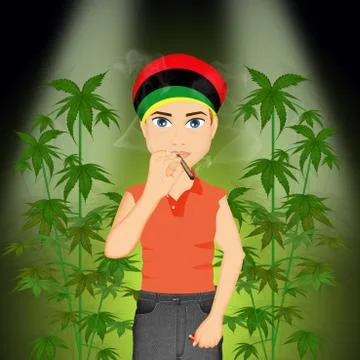 Man smoke marijuana Stock Illustration