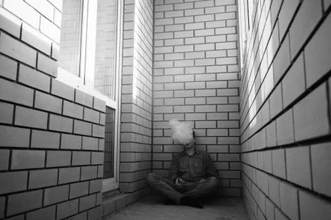 The man in smoke Stock Photos