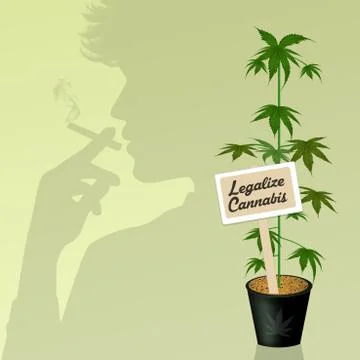 Man smokes cannabis Stock Illustration