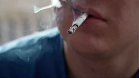 Man Addicted To Cigarettes And Alcohol - Stock Video