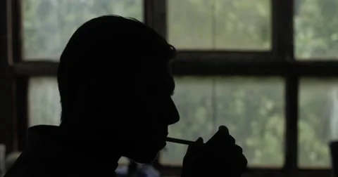 The man smokes a cigarette. Stock Footage 52273637