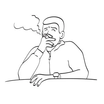 Man smoking cigar illustration vector hand drawn isolated on white background Stock Illustration