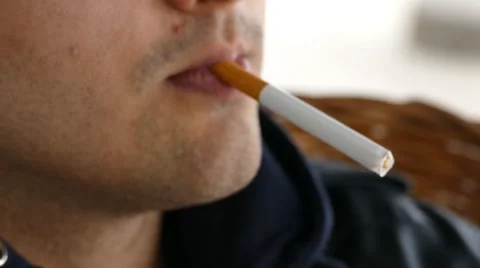 Man Smoking a Cigarette 2 Close Up Stock Footage 49309634