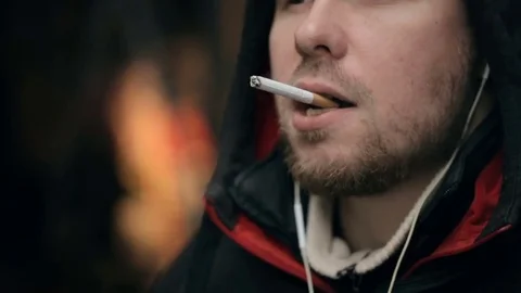 Man smoking a cigarette Video stock 82444563