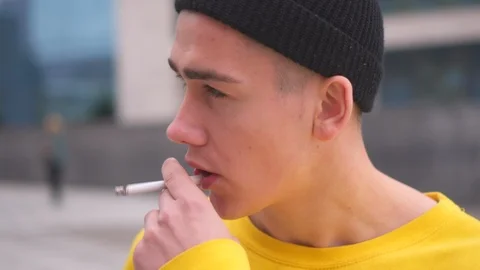 Man smoking cigarette Video stock 97359471