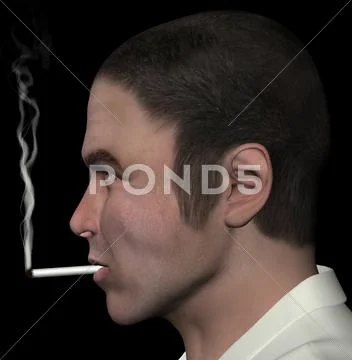Man smoking cigarette Stock Illustration