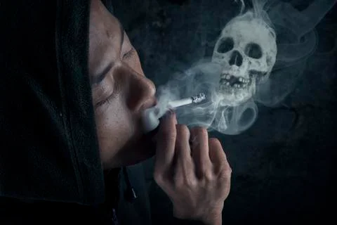 A man smoking cigarette Stock Illustration