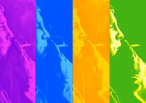 Man smoking face repeat Stock Illustration