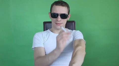Man smoking green screen Stock Footage 46378157