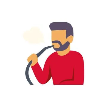 Man smoking hookah pipe generating smoke cloud Stock Illustration