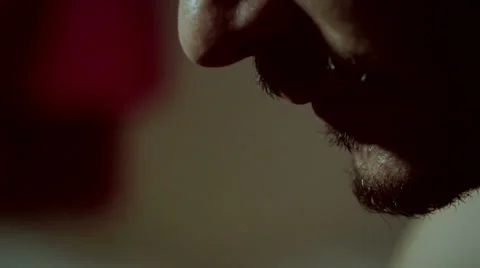 Man smoking a joint  - close up Stock Footage 28500389