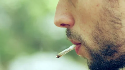 Man smoking a joint - close up Stock Footage 28500498