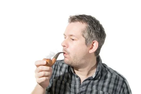 Man smoking pipe Stock Photos