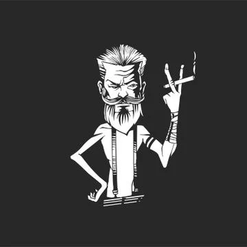 A man is smoking vector illustration Stock Illustration