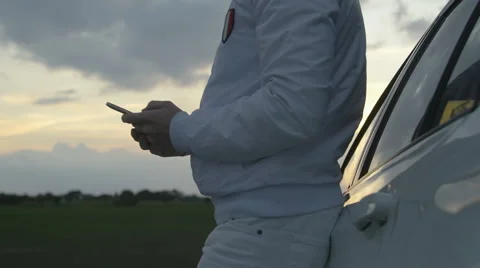 Man sms texting on smart phone Stock Footage 67876120