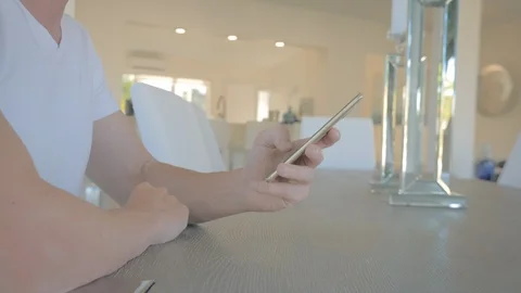 Man sms texting using app on smartphone Stock Footage 95003515