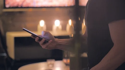 Man sms texting using app on smartphone Stock Footage 110689914