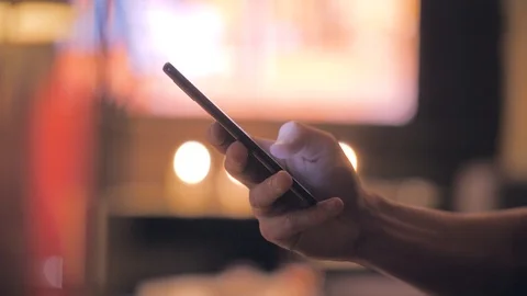 Man sms texting using app on smartphone Stock Footage 110690038