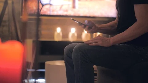 Man sms texting using app on smartphone Stock Footage 110690399