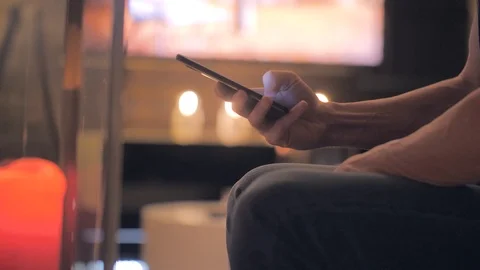 Man sms texting using app on smartphone Stock Footage 110690684