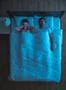 The man snore on the bed. evening night time. view from above Photo