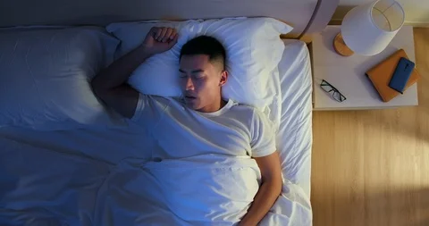 Man Snores At Night Stock Footage 128670165